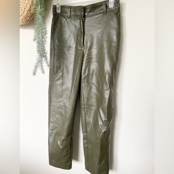 Babaton Green Cropped Pleather Pants - Picture 1 of 5
